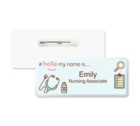 Badgemaster Hello My Name is Clipboard and Mirror Badge Premium Domed White White 76 x 32mm Doctor Student Nurse Clinical Practitioner Healthcare Assistant Medical Staff GP