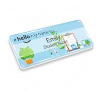 Badgemaster Hello My Name is Logo Clipboard Tiny People Badge Premium Domed White White 76 x 32mm Doctor Student Nurse Clinical Practitioner Healthcare Assistant Medical Staff GP