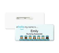 Badgemaster Hello My Name is Logo Inclusivity Nursing Badge Premium Domed White White 76 x 32mm Doctor Student Nurse Clinical Practitioner Healthcare Assistant Medical Staff GP