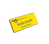 Badgemaster Hello My Name is Name Badge 76 x 32mm (No Dome) Yellow Black