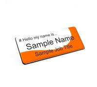 Badgemaster Hello My Name is Orange Flow Premium Durable Staff Badge 76 x 32mm White/Black