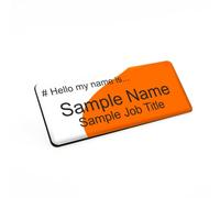 Badgemaster Hello My Name is Orange Slide Premium Durable Staff Badge 76 x 32mm White/Black
