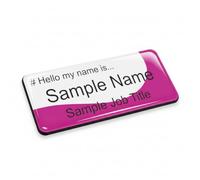 Badgemaster Hello My Name is Purple Flow Premium Durable Staff Badge 76 x 32mm White/Black