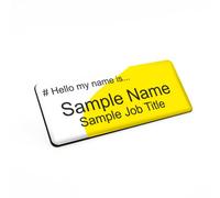 Badgemaster Hello My Name is Yellow Slide Premium Durable Staff Badge 76 x 32mm White/Black