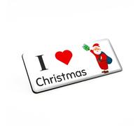 Badgemaster I Love Christmas Santa Presents Premium Durable Staff Name Badge 76 x 32mm White/Black