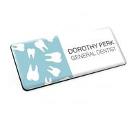 Badgemaster Large Dentist Orthodontist Practice Surgery Name Badge 76 x 38 White/Black Material