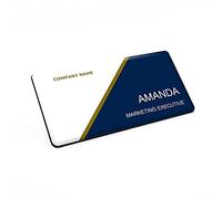 Badgemaster Large Gold Stripe Blue Name Badge 76 x 38 / White Black Material