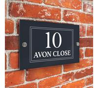 Badgemaster Modern Anthracite/Desert Beige House Number Sign Plaque Stainless Steel Standoffs 20cm x 13cm Centered Horizontal Line (Anthracite)