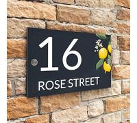 Badgemaster Modern Anthracite Grey House Number Sign Plaque Stainless Steel Standoffs 20cm x 13cm Lemon