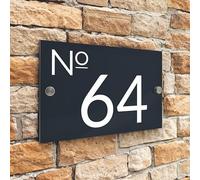 Badgemaster Modern Anthracite Grey House Number Sign Plaque Stainless Steel Standoffs 20cm x 13cm No Number Thin