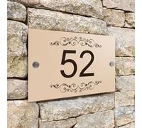Badgemaster Modern Desert Beige House Number Sign Plaque Stainless Steel Standoffs 20cm x 13cm Ornaments