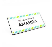 Badgemaster Personalised Large Hello My Name is Badge 76 x 38 White/Black Material