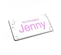 Badgemaster Personalised Large Hello My Name is Subtle Pink Text 76 x 38 White/Black Material