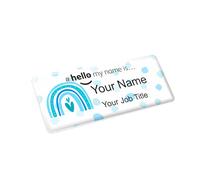 Badgemaster Resin Finish Hello My Name Is Personalised Nurse Midwife Hospital NHS Practitioner Nursery Preschool Rainbow Blue Polka Dots Name Badge