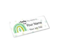 Badgemaster Resin Finish Hello My Name Is Personalised Nurse Midwife Hospital NHS Practitioner Nursery Preschool Rainbow Green Polka Dots Name Badge