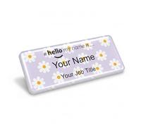 Badgemaster Resin Finish Hello My Name is Purple Daisy Name Badge 76 x 32mm White/White