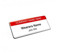 Badgemaster Simple Practice Essential Red White Personalised Name Badge 76 x 32mm White/Black Material