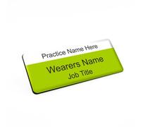 Badgemaster Simple Professional Practice Surgery Essential Lime White Name Badge 76 x 32mm White/Black Material