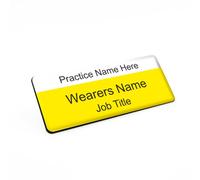 Badgemaster Simple Professional Practice Surgery Essential Yellow White Name Badge 76 x 32mm White/Black Material