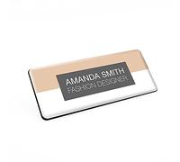Badgemaster Various Designs Beauty Name Badge - Beautician Yoga Make up Artist Consultant Expert MUA 76 x 32 White/Black Material (Beige Gray)