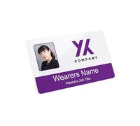 Badgemaster Your Logo Personalised Business Professional Photo ID with Purple Rigid Card Holder and Purple Lanyard or Reel CR80
