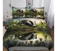 Badger 3D Duvet Cover 3 Piece Soft Brushed Microfiber Quilt Cover Bedding Sets with Matching Pillowcases for Kids，Youth And Adult Comforter Cover Double (200x200cm)