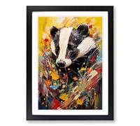 Badger Abstract No.3 Framed Print | A2 Black Framed Wall Art | Ready to Hang | Abstract Fantasy Picture | Living Room Bedroom Lounge Office