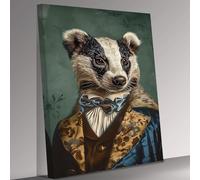 Badger Animal as Human in Clothes Canvas Wall Art Picture Print Ready To Hang Stretched Over A Frame - 18 x 12 inch / 45 x 30 cm Supersize Available- Dining Room Décor