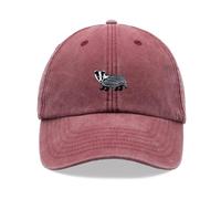 Badger Baseball Cap Vintage Washed Unisex Dad Hat Adjustable Red