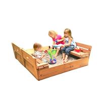 Badger Basket Covered Convertible Cedar Sandbox with Two Bench Seats, Natural