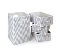 Badger Basket Folding Hamper and 3 Basket Set, Gray/White