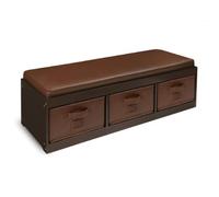 Badger Basket Kid's Storage Bench with Cushion and Three Bins, Espresso