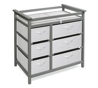 Badger Basket Modern Baby Changing Table with 6 Storage Drawers and Pad, Diaper Change Station - Gray