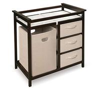 Badger Basket Modern Changing Table with 3 Baskets and Hamper, Espresso
