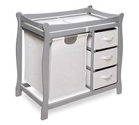 Badger Basket Sleigh Style Changing Table with Hamper and Baskets, Gray