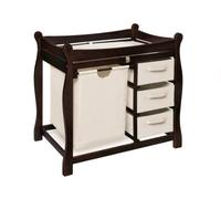 Badger Basket Sleigh Style Changing Table with Hamper/Three Baskets, Espresso