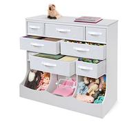 Badger Basket Storage Station with Eight Baskets and Three Bins, White/Gray