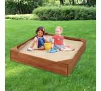Badger Basket Wooden Sandbox for Kids - Outdoor Sand Box with Bench, Cover & Liner - Durable Backyard Playset for Toddlers (46.5 x 46.5 x 8.75)