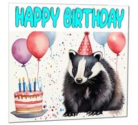 Badger Birthday Card - Fun Badger Happy Birthday Card 145 x 145mm