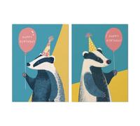 Badger Birthday Card Set of 2 for Her or Him Blank Inside