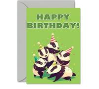 Badger Birthday Cards for Her Him - Party Animals Pyramid - Happy Birthday Card for Mum Dad Brother Sister Auntie Uncle Cousin Friend Family Colleague A5 Bday Greeting Cards