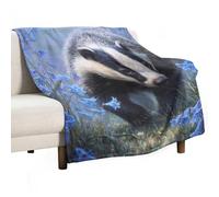 Badger Blue Bluebells Fleece Throw Blanket Flannel Plush Sofa Blankets for Couch Bed Pet