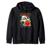 Badger Christmas Lights Cute Animal Ugly Xmas Sweaters Zip Hoodie