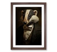 Badger Conceptual Framed Print | A2 Walnut Framed Wall Art | Ready to Hang | Modern Nature Picture | Living Room Bedroom Lounge Office