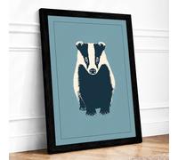 Badger Face Forward Framed Wall Art Print A2 Black