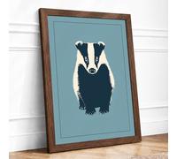Badger Face Forward Framed Wall Art Print A2 Walnut