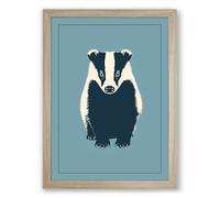 Badger Face Forward Modern Framed Wall Art Print A2 (59.4×42cm) Oak, Wall Decor for Living Room, Bedroom, Office & Home, Ready to Hang, Art Gift