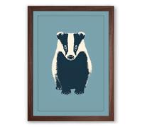Badger Face Forward Modern Framed Wall Art Print A2 (59.4×42cm) Walnut, Wall Decor for Living Room, Bedroom, Office & Home, Ready to Hang, Art Gift