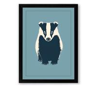 Badger Face Forward Modern Framed Wall Art Print A4 (29.7×21cm) Black, Wall Decor for Living Room, Bedroom, Office & Home, Ready to Hang, Art Gift