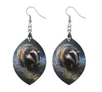 Badger Flowers Bluebells Women's Earrings Wooden Pendant Dangle Jewelry Stylish Accessories for Party